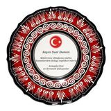 Armada Çini Resimli Baskılı El Dekoru Kırmızı Kütahya Çini 30 cm Tabak