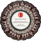Armada Çini Resimli Baskılı El Dekoru Kütahya Çini Kahverengi 30 cm Tabak