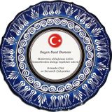 Armada Çini Resimli Baskılı El Dekoru Kütahya Mavi 30 cm Çini Tabak
