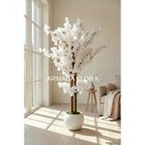 Armada Flora Premium Yapay Beyaz Bahar Dalı Ağacı 150 cm - 27*33 Küre Saksılı