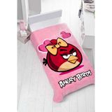 Armada Lisanslı Tek Kişilik Kalın Battaniye (160X220)-ANGRY Birds Valentine - Pembe - 160 x 220 cm