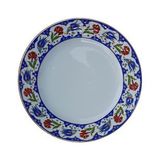 Armada PRT 60x25 cm Lacivert Altın Yaldızlı Lale Karanfil Kaligrafi Çini Tabak