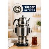 Armağan 4,5 Litre Çelik Kapaklı Çay Semaveri — Süzgeç Hediyeli — 430 Kalite Paslanmaz Çelik — Gizli Rezistans — Elektrikli