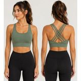 Armağanika Kadın Çapraz Sırtlı Çoklu Askılı Sporcu Büstiyer Fitness Pilates Crop Top - Yeşil - L - XL