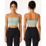 Armağanika Kadın Ince Askılı Fitilli Crop Büstiyer Dikişsiz Esnek Günlük Spor Atlet - Yeşil - L - XL