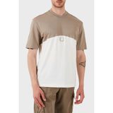Armani Exchage % 100 Pamuk Regular Fit Sıfır Yaka T Shirt Erkek T Shirt XM000485 AF10362 M6062 - XL - Bej - Ekru