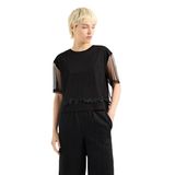Armani Exchage% 100 Pamuk Regular Fit Tül Detaylı Crop T Shirt Bayan T SHİRT XW000541 AF10359 UC001