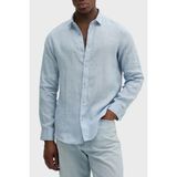 Armani Exchange % 100 Keten Normal Kalıp Klasik Yaka Gömlek Erkek Gömlek XM001221 AF14619 U9360 - Açık Mavi