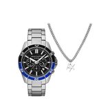 Armani Exchange Ax7166set Metalik Çelik Erkek Kolye Ve Kol Saati - Gri