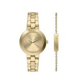 Armani Exchange Ax7177set Altın Rengi Çelik Kadın Kol Saati Ve Bileklik Seti