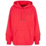 Armani Exchange Bayan Bonded Stripe, Kontrast Logo Line, Hoodie Hooded Sweatshirt, Kırmızı, S
