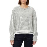 Armani Exchange Bayan Bonded Stripe, Kontrast Logo Line, Yuvarlak Yaka Kazak Süveter, Siyah/Beyaz, M