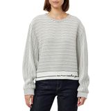 Armani Exchange Bayan Bonded Stripe, Kontrast Logo Line, Yuvarlak Yaka Kazak Süveter, Siyah/Beyaz, S