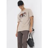Armani Exchange Bisiklet Yaka Baskılı Bej Erkek T-Shirt 6DZTHF ZJH4Z 17AB
