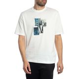 Armani Exchange Bisiklet Yaka Baskılı Kırık T-Shirt, S, XM000269 AF12112 U0009, BEYAZ, Erkek