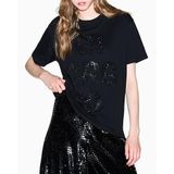 Armani Exchange Bisiklet Yaka Kısa Kol Pamuklu Önü Yazı Desenli T-Shirt, XS, XW001457AF10356, Siyah, Kadın