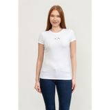 Armani Exchange Bisiklet Yaka T-Shirt Beyaz, M, XW001382AF16294, BRILLIANT WHITE, Kadın
