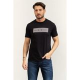 Armani Exchange Erkek Bisiklet Yaka T-Shirt, Lacivert, L Beden
