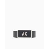 Armani Exchange Erkek Çift Tokalı Logo Kemer, Siyah/Lacivert, Tek Beden