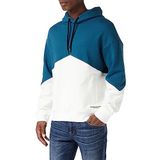 Armani Exchange Erkek Color Block, Front Pockets kapüşonlu sweatshirt, Mavi/Beyaz, XL