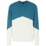 Armani Exchange Erkek Color Block, Merino Wool Mix, Yuvarlak Yaka Kazak Süveter, Mavi (Legion Blue)/Beyaz, L