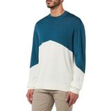Armani Exchange Erkek Color Block, Merino Wool Mix, Yuvarlak Yaka Kazak Süveter, Mavi (Legion Blue)/Beyaz, M