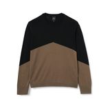 Armani Exchange Erkek Color Block, Merino Wool Mix, Yuvarlak Yaka Kazak Süveter, Siyah/Timsah, L