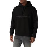 Armani Exchange Erkek Cotton Frenc Terry Utility Logo Drop Shoulder Pullover Hoodie Hooded Sweatshirt, Siyah, S
