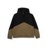 Armani Exchange Erkek Cotton French Terry Drop Shoulder Colorblock Hoodie Hooded Sweatshirt, Siyah/Kahverengi, L