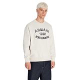 Armani Exchange Erkek Cotton French Terry işlemeli ekose logolu kazak sweatshirt, Moonstruck., S