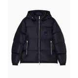 Armani Exchange Erkek Icon Project, Logo Kabartmalı Yama, Parlak Naylon Down Yelek, Siyah, L