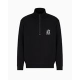 Armani Exchange Erkek Icon Project, nakışlı logo, ön fermuarlı sweatshirt, Siyah, L