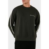 Armani Exchange Erkek İmzalı Logo Streç Poli Viskon Bisiklet Yaka Sweatshirt, Turba, L