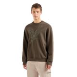 Armani Exchange Erkek İşlemeli Kartal Pamuk Poli Interlock Fleece Sweatshirt, Siyah Zeytin, S