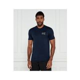 Armani Exchange Erkek Kısa Kollu Dar Kesim Kısa Kollu Gold Logo Detaylı Mavi T-Shirt