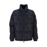 Armani Exchange Erkek kutu yorgan kabartmalı yama Zip Up ceket, Lacivert, S
