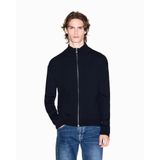 Armani Exchange Erkek Long Sleeve Back Logo Patch Zip Closure Cardigan Sweater (1'li paket), mavi (deep navy), L