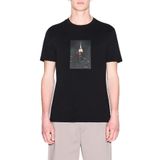 Armani Exchange Erkek One Block Up, Front Logo with Rubbed Photo Print T-Shirt, Siyah, M