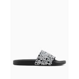 Armani Exchange Erkek Siyah-Beyaz Logo Desenli Sandalet, 44