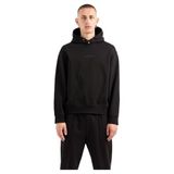 Armani Exchange Erkek Small Front and Back Cotton French Terry kapüşonlu sweatshirt, Siyah, M