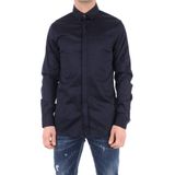 Armani Exchange Erkek Smart Stretch Saten Gündelik Gömlek, Mavi, M
