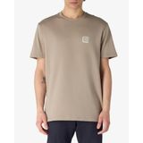 Armani Exchange Erkek Utility Edge, Sustainable, Eco-Leather Logo Patch T-Shirt, Kızarmış kaju, XXL