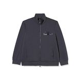 Armani Exchange Erkek uzun kollu, önde logo, fermuarlı hırka süveter, Ebony, S