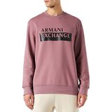 Armani Exchange Erkek yuvarlak yaka, uzun kollu, ön tarafta maksi logo kazak süveter, Üzüm Shake, XL