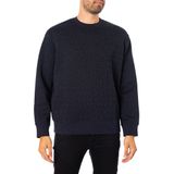 Armani Exchange Erkekler All Over Logo Stretch Bonded Pamuk Bisiklet Yaka Sweatshirt, Donanma Büyük Yazı, XXL
