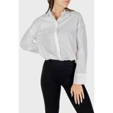 Armani Exchange Jakarlı Logo Baskılı Pamuklu Regular Fit Kent Yaka Gömlek Bayan Gömlek XW001424 AF16631 U0002 - Beyaz