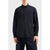 Armani Exchange Kabartmalı Logo Baskılı Pamuklu Regular Fit Kent Yaka Gömlek Erkek Gömlek XM000197 AF12179 UB101 - Lacivert - XL