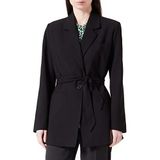 Armani Exchange Kadın arka bel kemeri, iç kısmı logo baskılı, ön cepli blazer, Siyah, L