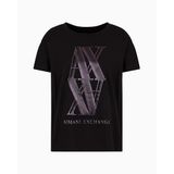 Armani Exchange Kadın Arte Sella, Makro Folyo Logolu Tişört, Siyah, XS