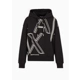 Armani Exchange Kadın Ax Outline Logo Baskılı Kapüşonlu Sweatshirt, Siyah, S